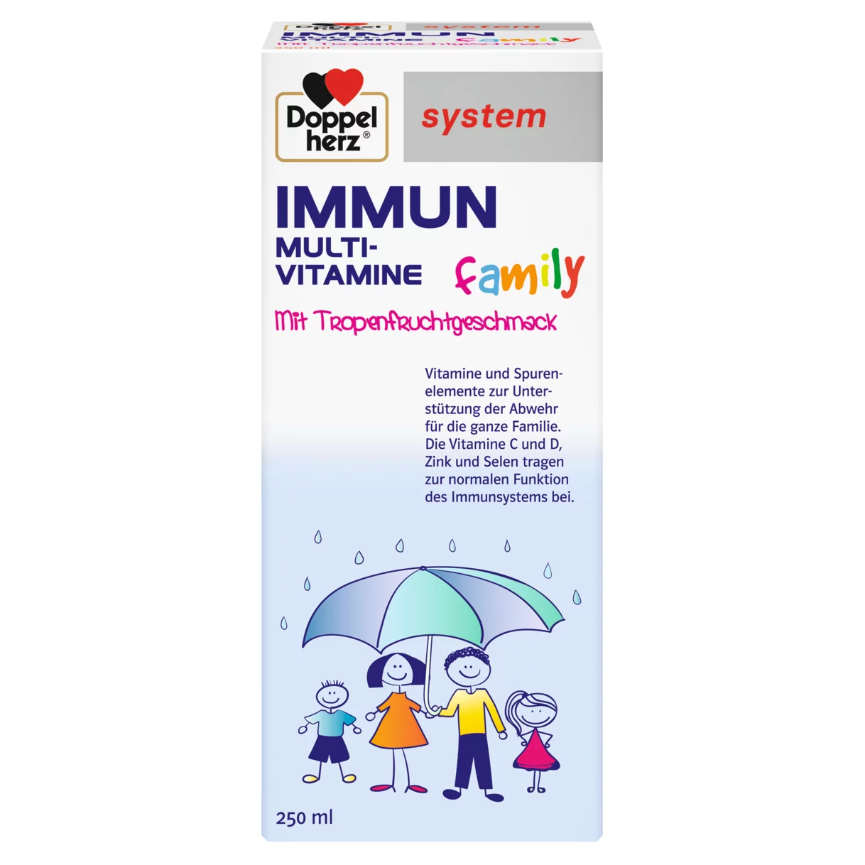Abbildung der Produktverpackung Doppelherz system IMMUN family Frontansicht